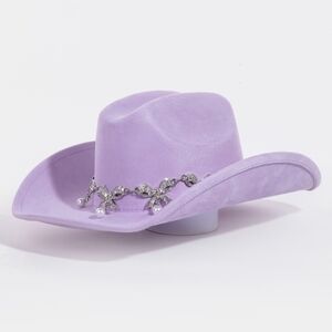 Classy Purple And Pearl Charms Western Cowboy Hat